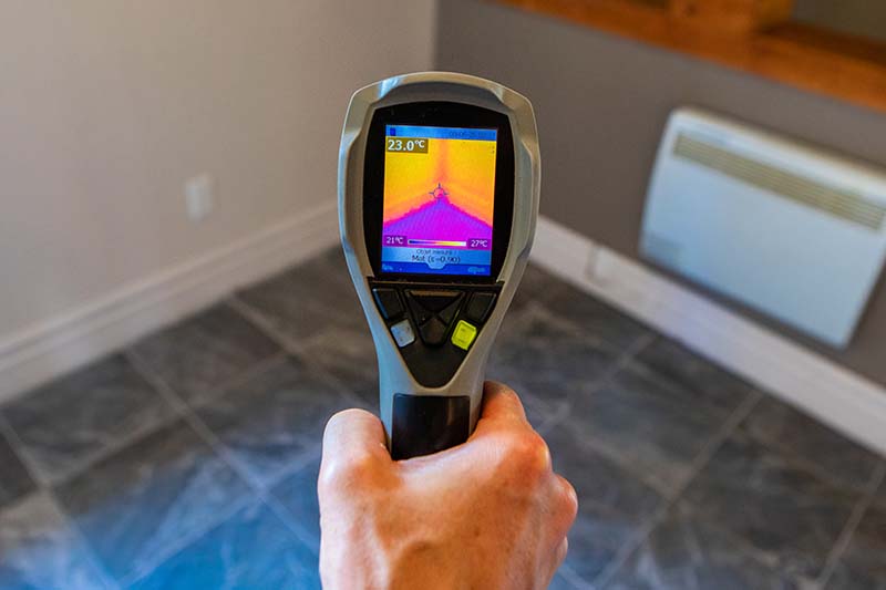 Thermal imaging device used while preforming home inspection services 